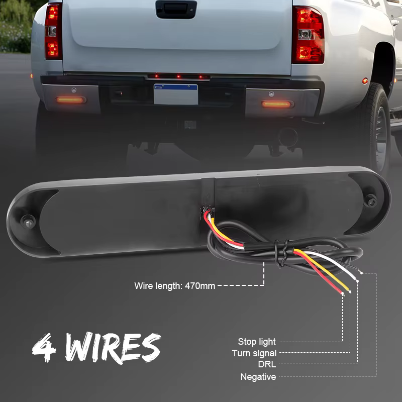 Barre de feux arrière LED 68 pour camion, 3 en 1, feu stop, clignotant, feux de jour (DRL) pour voiture, remorque, camion, fourgonnette, VTT, lampe d'avertissement 12V 24V, relais nécessaire