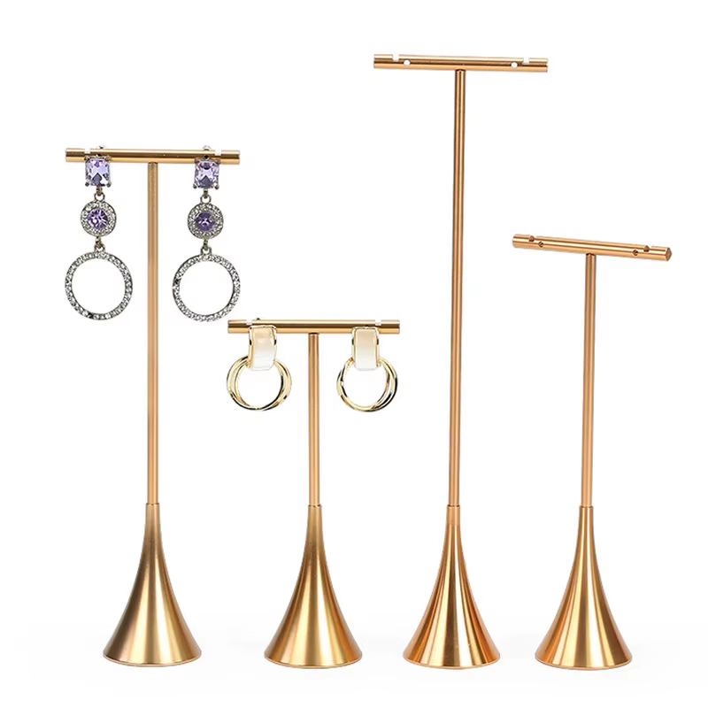 Présentoir en métal en forme de T pour boucles d'oreilles, support pour bijoux clous et pendantes, organisateur de photographie pour bagues et colliers, support de suspension pour magasin
