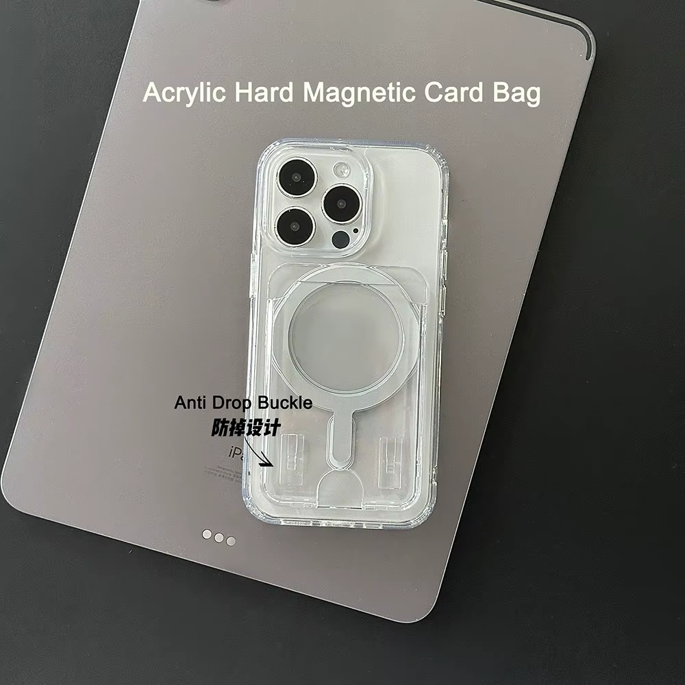Clair Acrylique Magnétique Photo Carte Sac Pour iPhone 16 13 12 11 14 15 17 Pro Max Air Plus Magsafe Cas Portefeuille Couverture Téléphone Accessoire