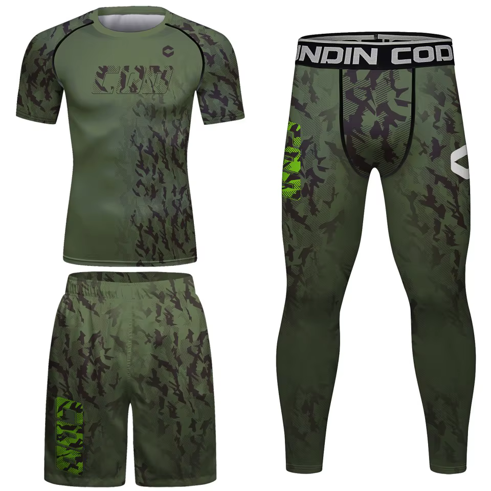 Vêtements de boxe ensemble ajusté MMA Rashguards Kits hommes Bjj combat couche de Base Leggings T-shirt Bjj Blouses