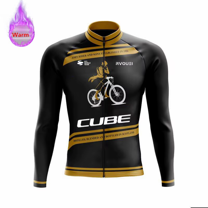 Hiver thermique polaire cyclisme maillot sport vélo Rvouei Cube Pro équipe montagne
