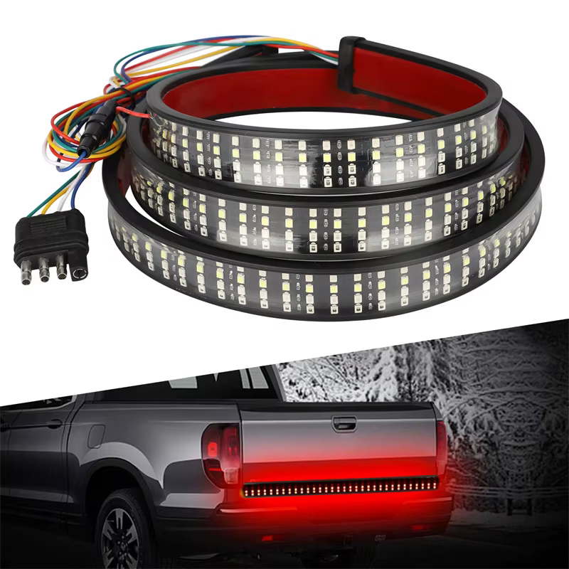 Barre lumineuse LED pour hayon de camion, 60 pouces, pour pick-up, remorque, SUV, fonction complète, frein, marche arrière, clignotant, feu arrière, étanche