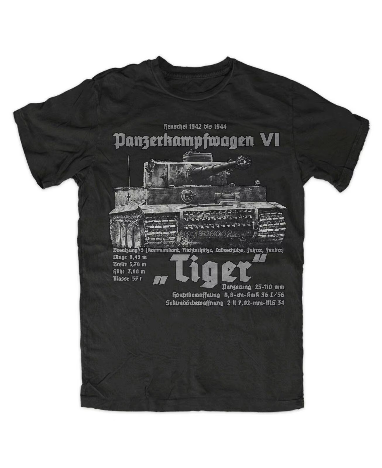 Troupes blindées allemandes tigre réservoir imprimé T-Shirt Royal Armory été coton à manches courtes hommes T-Shirt surdimensionné t-shirts streetwear