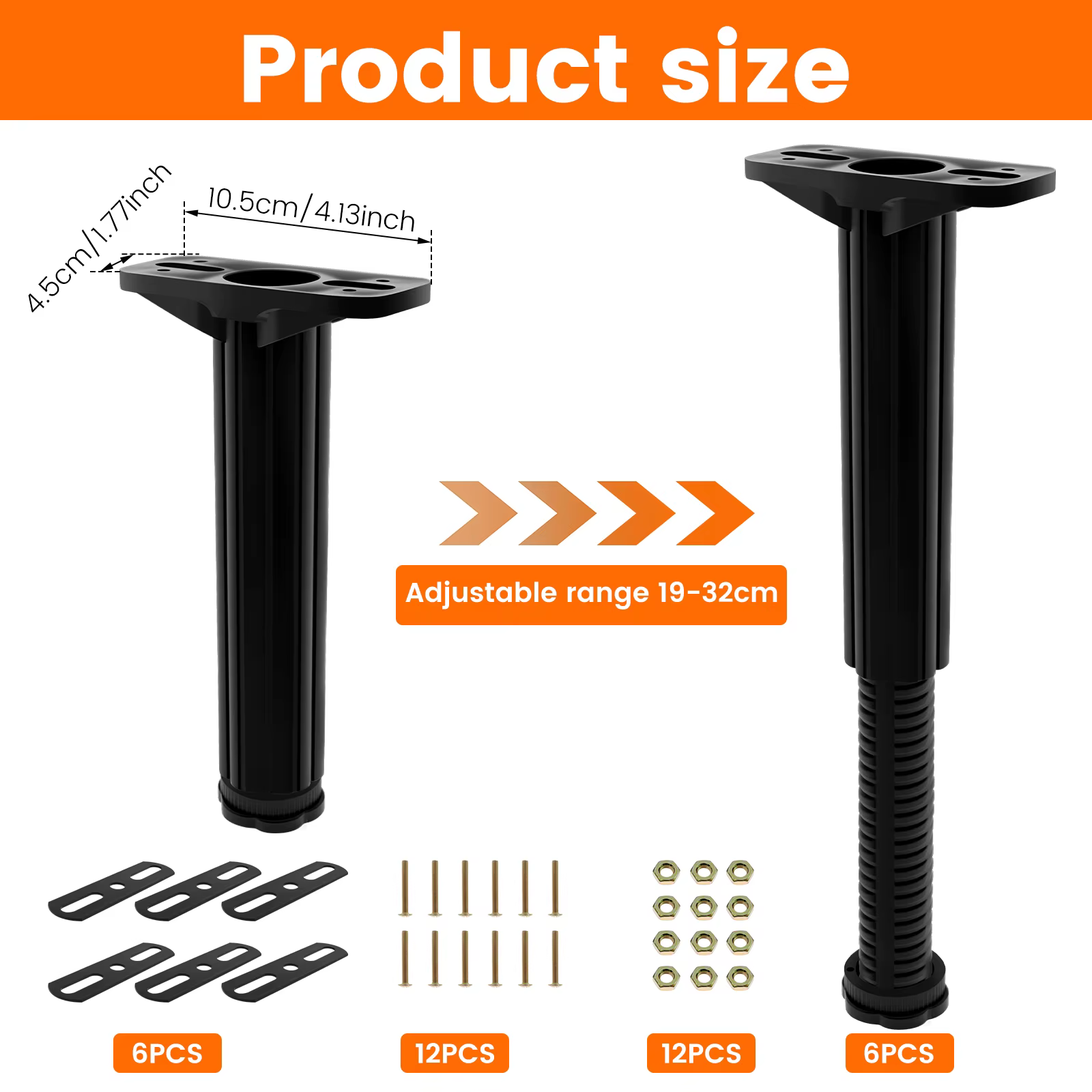 Poutre de support de lit télescopique améliorée, pied réglable, support de charge astronomique, support rapide, cadre de ket, lattes centrales, jambe, 6 pièces
