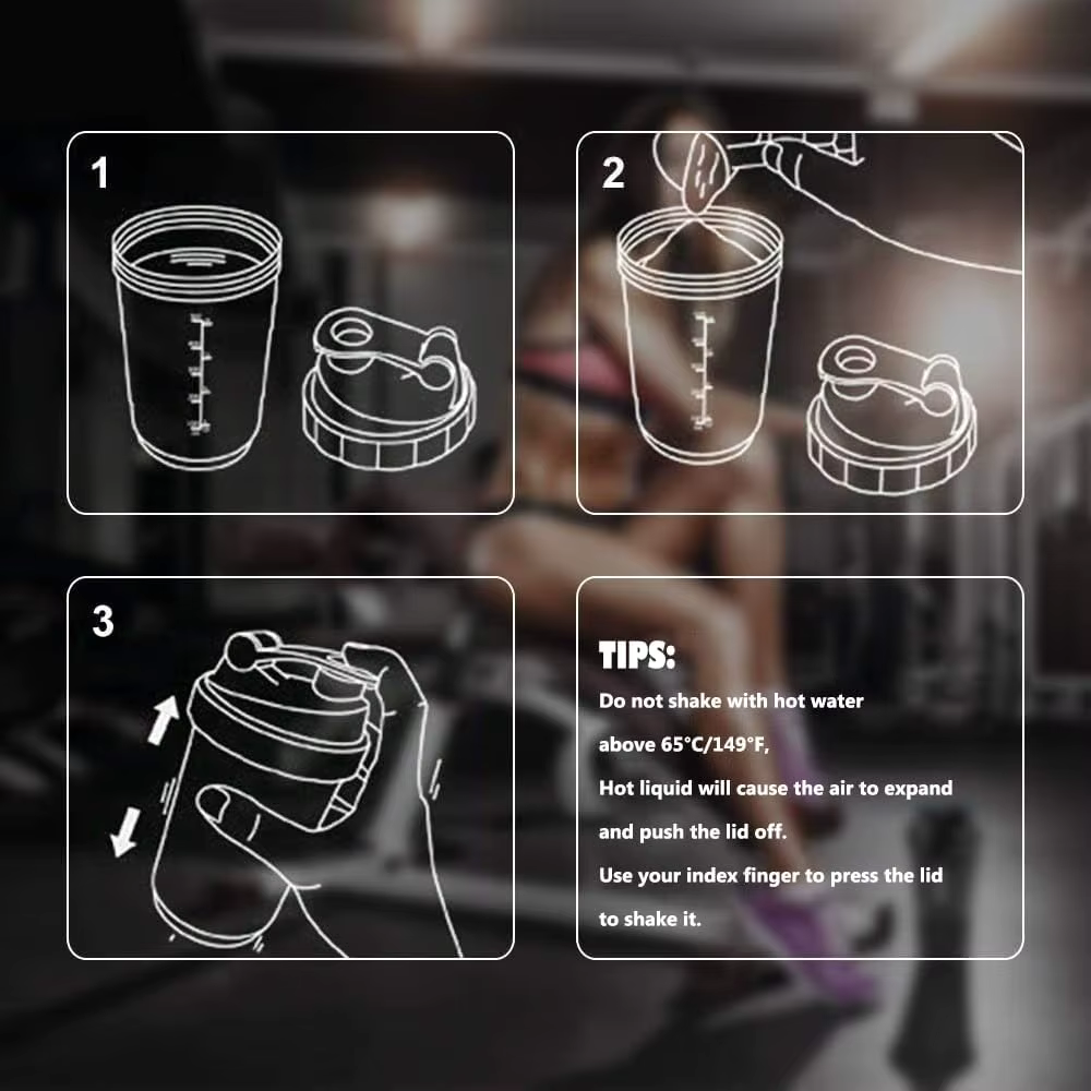 3 couches Shaker bouteille de protéines poudre Shake Cup