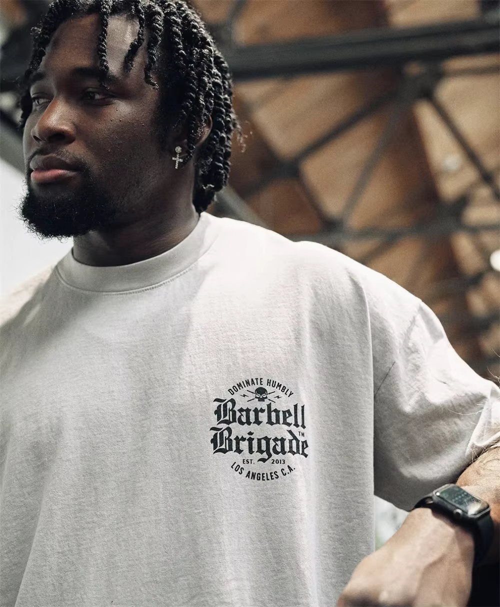 Barbell Brigade T-shirt de gymnastique en coton pour hommes