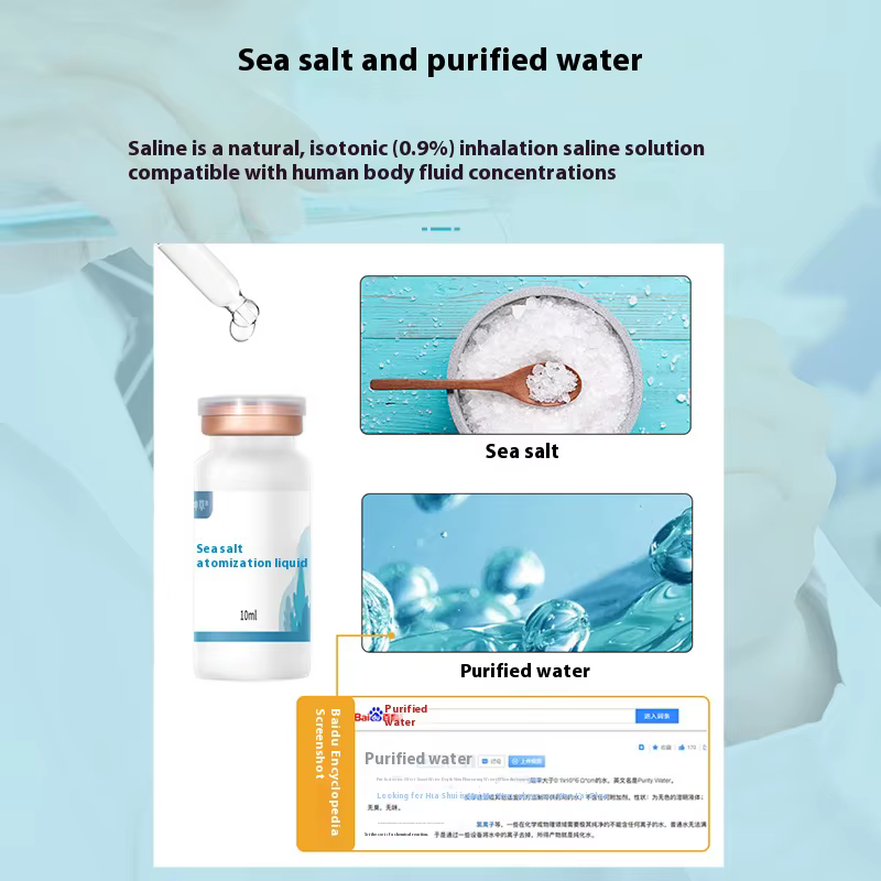JUSTLANG sel marin liquide atomisé chlorure de Sodium sain physiologique Nasal propre utilisé avec atomiseur nébuliseur inhalateur