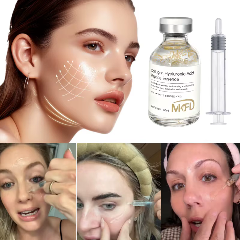 Sérum Ampoule au Collagène, Acide Hyaluronique et Peptides 30ml – Hydratation Profonde, Améliore la Peau Terne, Absorption Rapide, Soin Quotidien du Visage