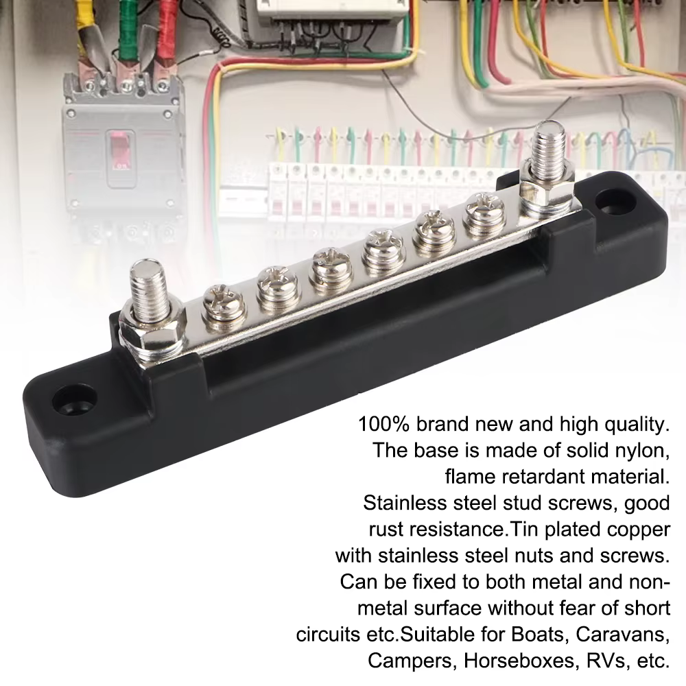 Bloc de Distribution d'énergie de barre omnibus de 6 voies, Circuit d'électro-jonction, prise de barre omnibus pour bateau camion RV caravane voiture 48V 150A DC