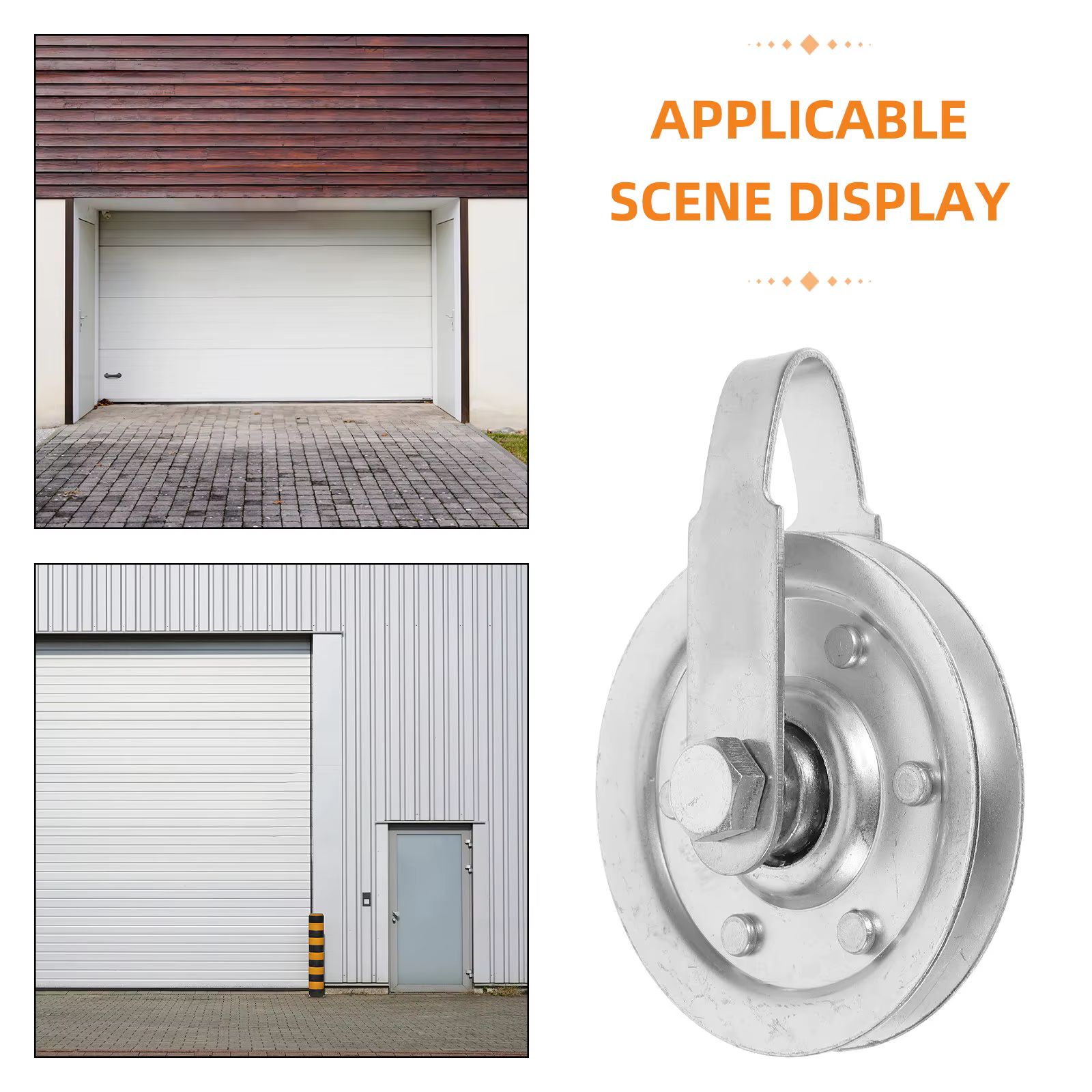 Poulie de rail de porte de garage robuste, design fixe, installation facile, compatible avec les portes électriques à enroulement, fonctionnement fluide