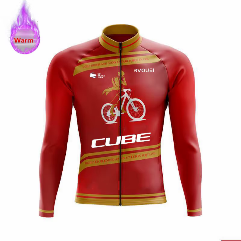 Hiver thermique polaire cyclisme maillot sport vélo Rvouei Cube Pro équipe montagne