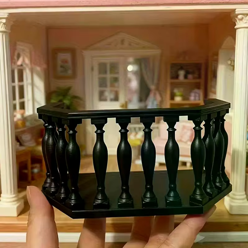 Balcon miniature pour maison de poupée avec balustrade, balcon européen adapté aux collectionneurs, scènes miniatures, accessoires de maison de poupée DIY