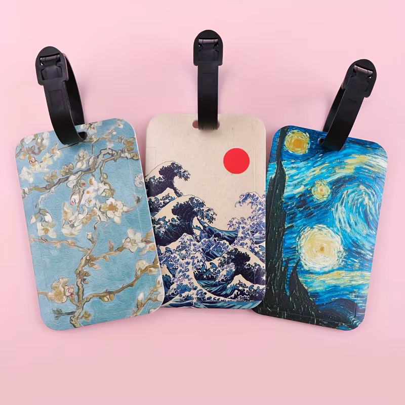 Étiquette de bagage créative inspirée de l'art de Van Gogh, l'accessoire de voyage idéal, incluant une étiquette d'identification portable pour valise, anti-perte