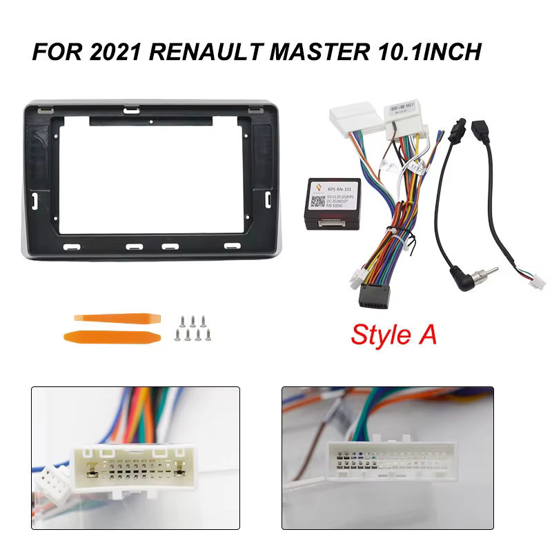 Pour Renault Master 2021 – Accessoires Auto : Écran Radio Android 10,1 Pouces, Cadre de Tableau de Bord en Plastique, Câbles et Faisceau Canbus