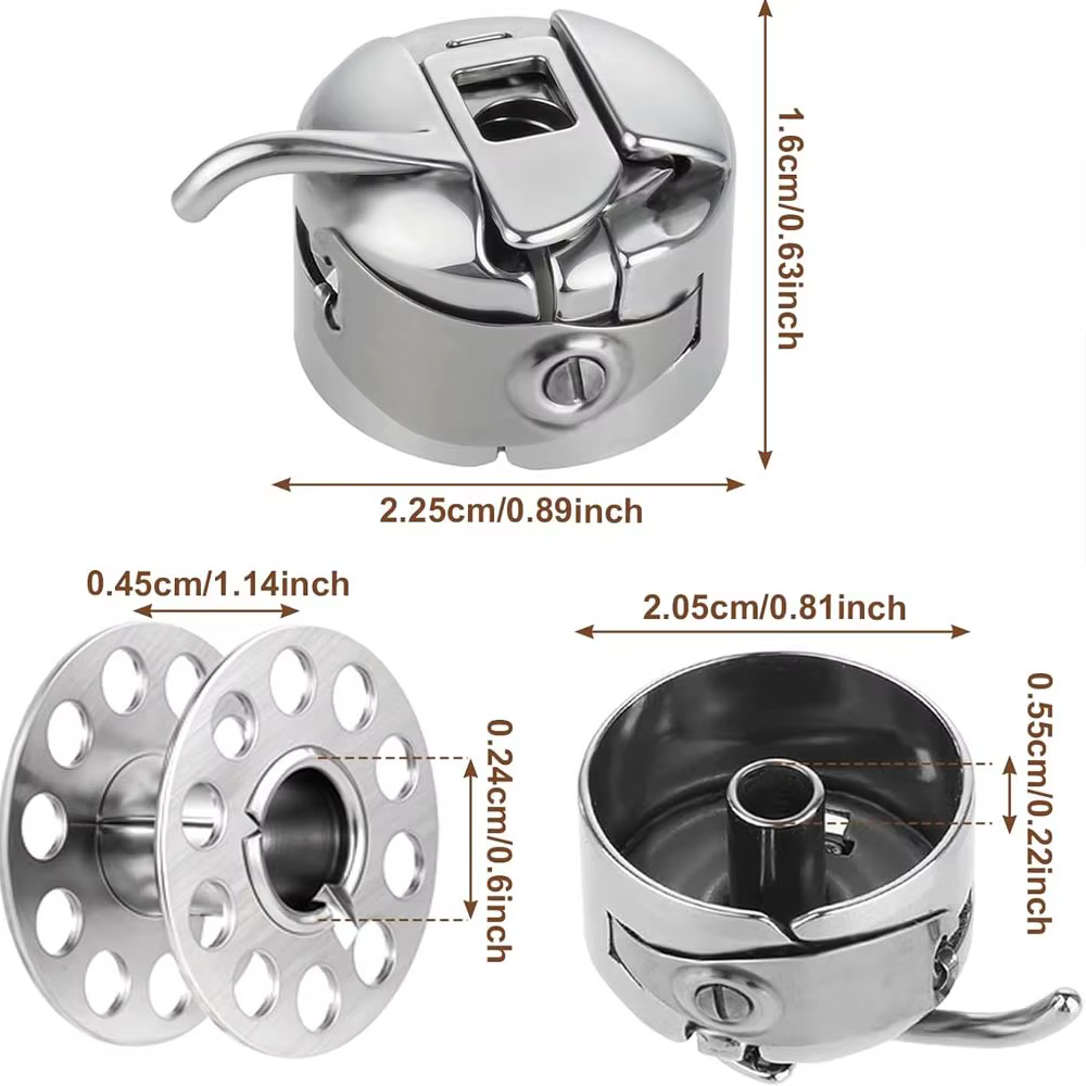Ensemble d'outils pour Machine à coudre domestique de Style ancien, 2 boîtiers et 8 bobines métalliques, accessoires de couture pour frère et chanteur