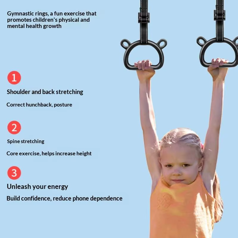 Anneaux de gymnastique réglables pour enfants avec barre horizontale