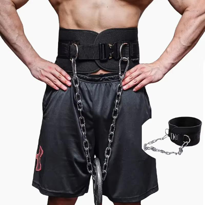 Ceinture de trempage spécifique au gymnastique avec chaîne en métal robuste pour la musculation et les tractions