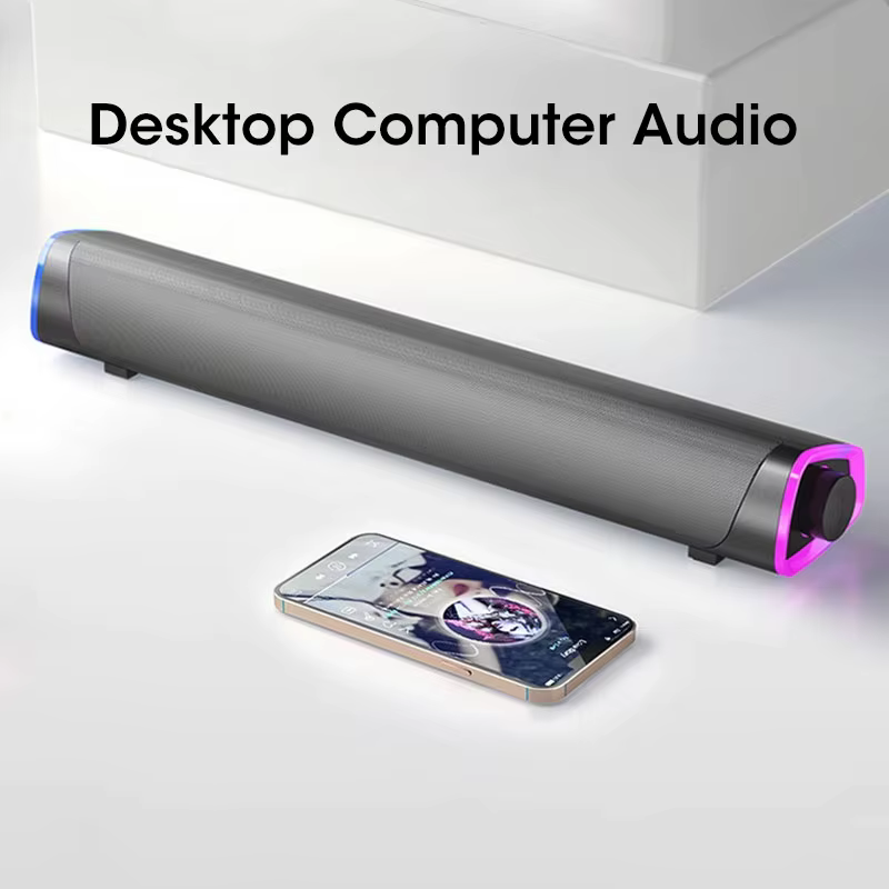 Barre de haut-parleur d'ordinateur Bluetooth sans fil, avec son Surround 4D, caisson de basses pour MacBook et ordinateur portable, lecture de musique