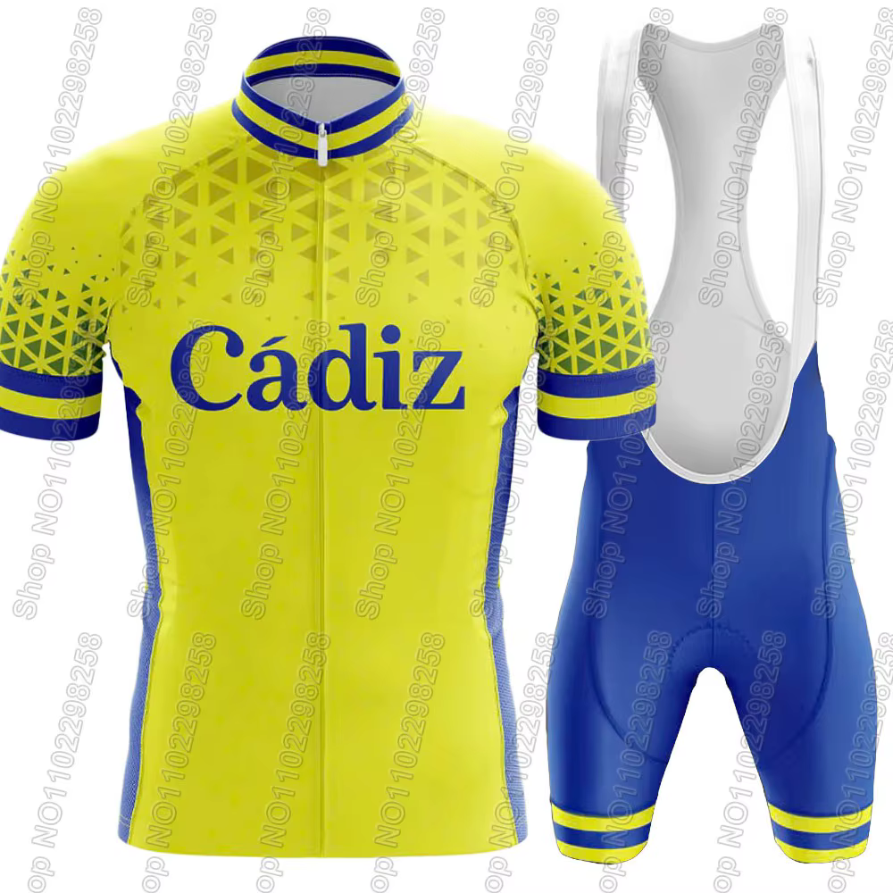 Ensemble Maillot et Cuissard Cycliste Cadiz Team Espagne 2025 – Tenue d'Été pour Vélo de Route et VTT