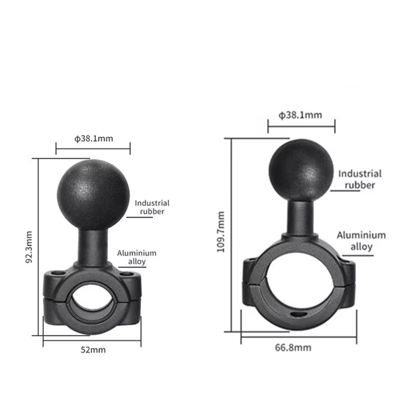 Base de rail de guidage tubulaire de taille moyenne avec boule de taille B 1" ou taille C 1,5" pour guidon pour supports RAM