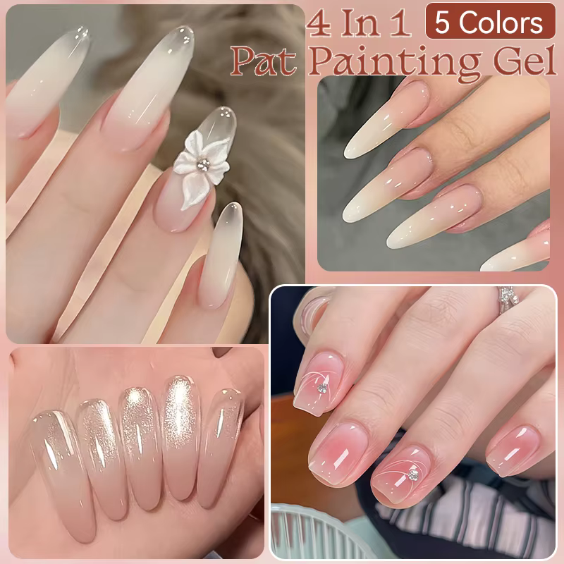 UR SUGAR 4 en 1 Pat peinture Gel ongles couleur rose chair peinture Liner Nail Art utilisé pour dégradé couverture bord ongles estampage motif