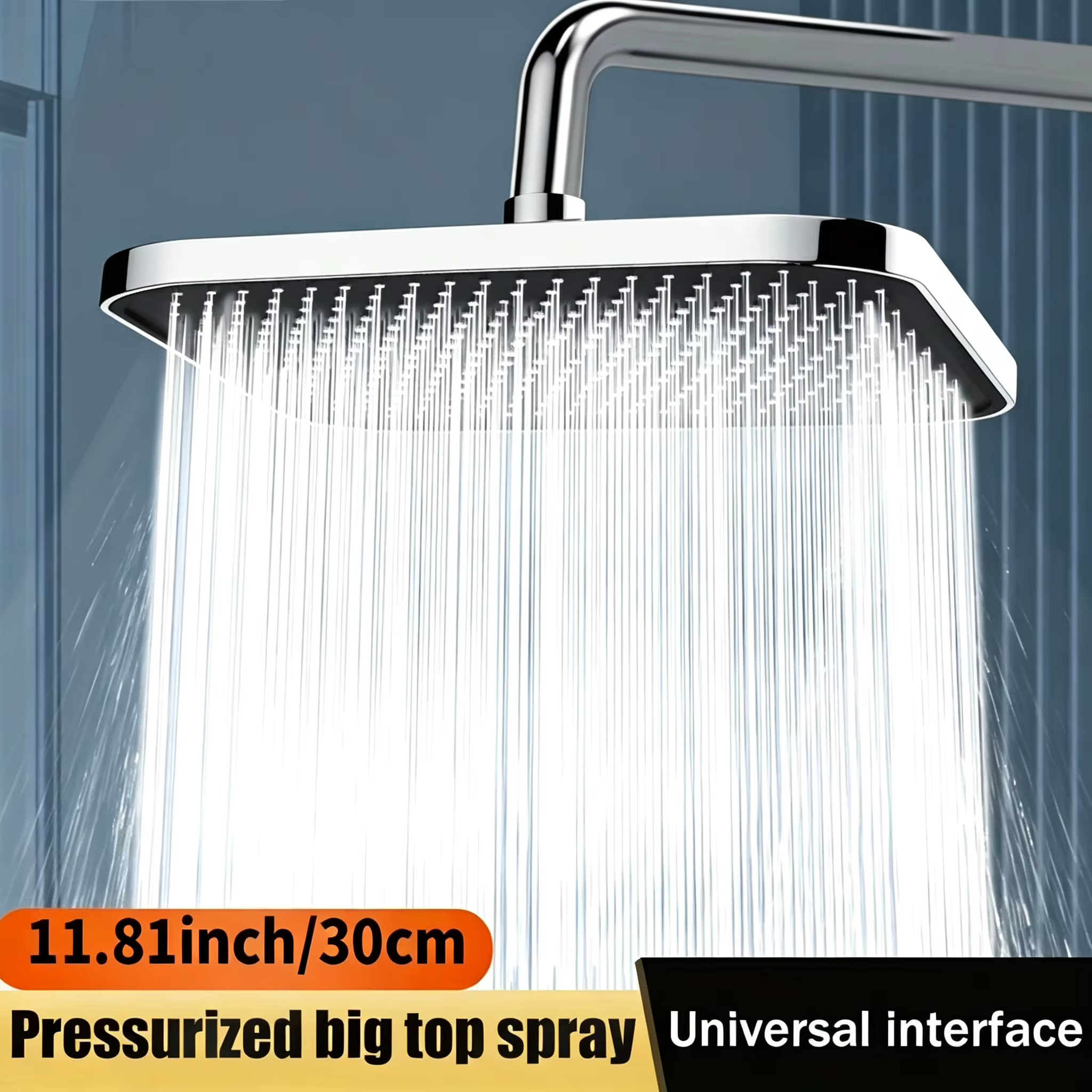 Système de douche carré noir 300 mm avec pommeau de pluie et douchette à main haute pression 3 modes, fixation murale en plastique ABS