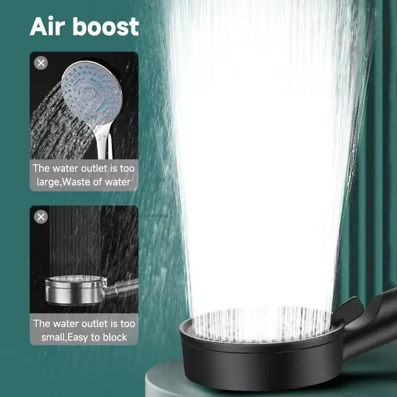 Pommeau de douche noir, 5 Modes, haute pression réglable, économie d'eau, Massage de l'eau, accessoires de salle de bains