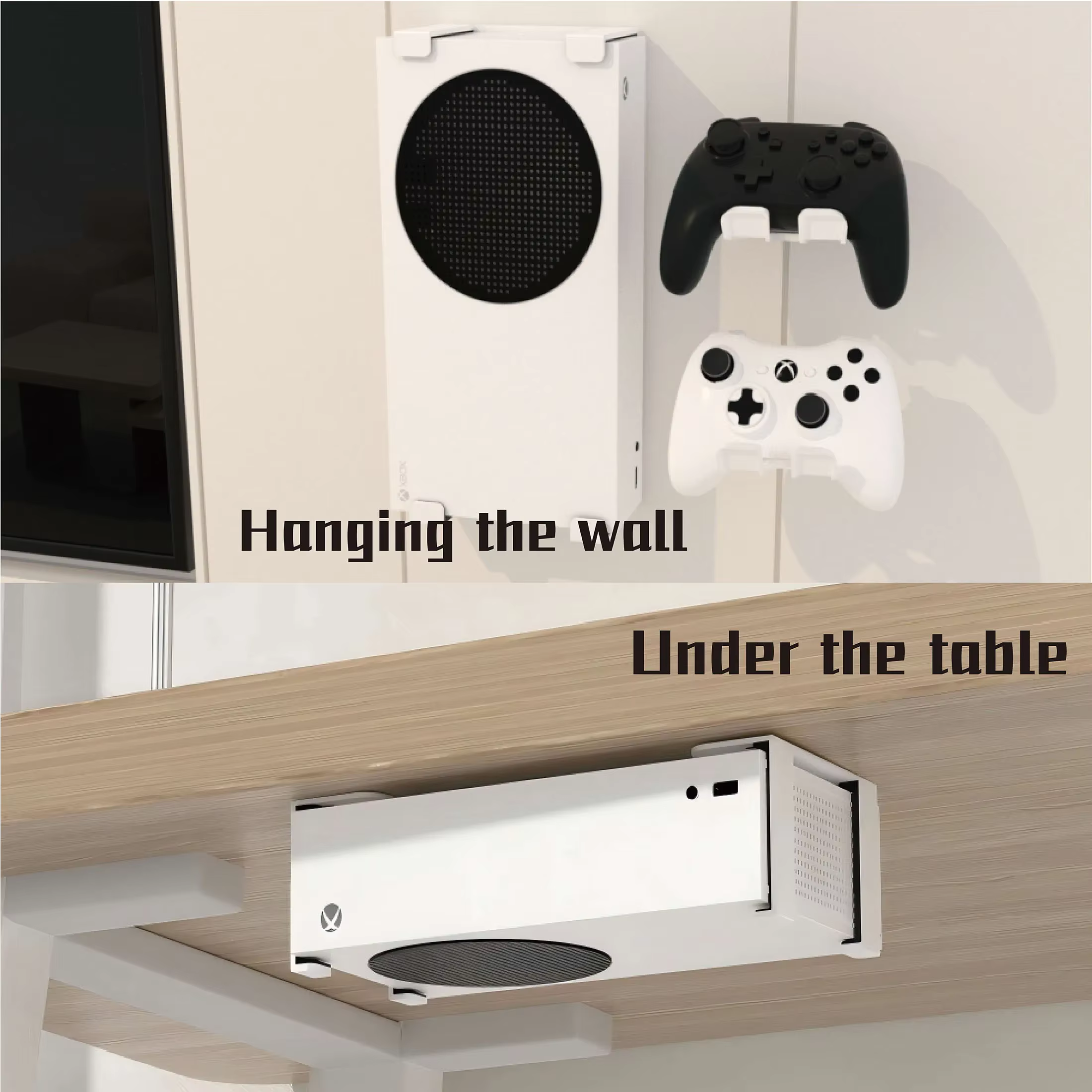 Support de montage mural pour Xbox série S, suspension verticale en métal sur le mur ou sous le bureau, support d'étagère murale pour accessoires de jeu XSS