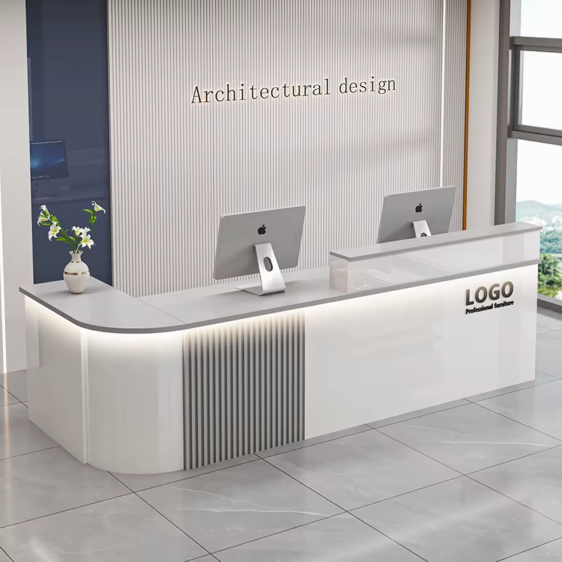Comptoir de Bar de bureau professionnel personnalisé Design de luxe Simple bureau de réception Salon de beauté Bancone Bar Lusso meubles commerciaux