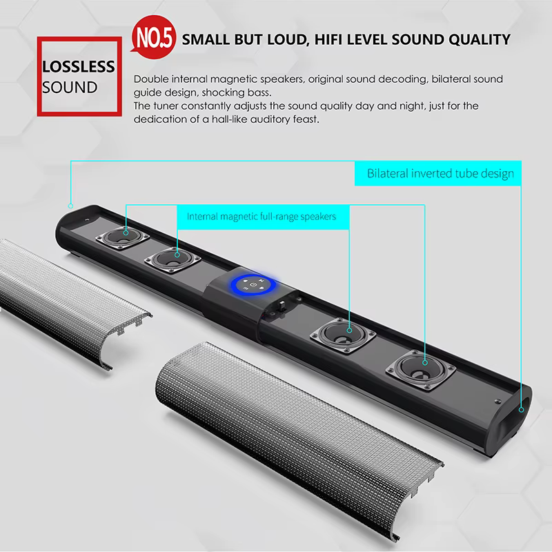 Barre de son sans fil Bluetooth avec subwoofer pour TV, radio FM, et basses puissantes