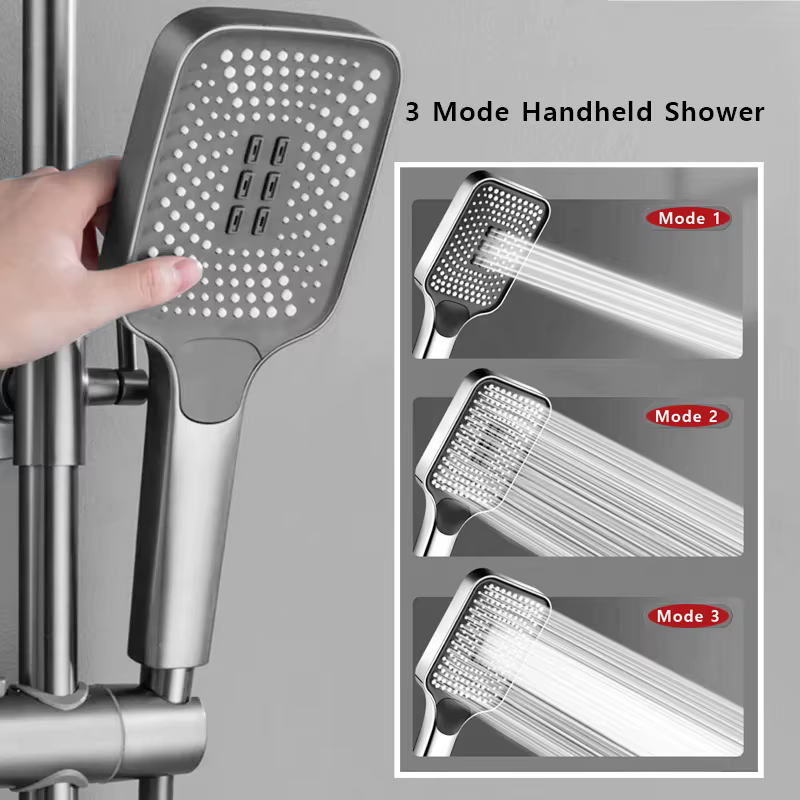 Ensemble de douche de salle de bains noir, touches de Piano, système de douche antirouille ABS, baignoire murale, mélangeur chaud et froid, robinet de douche de pluie Accessoires de salle de bains d'é