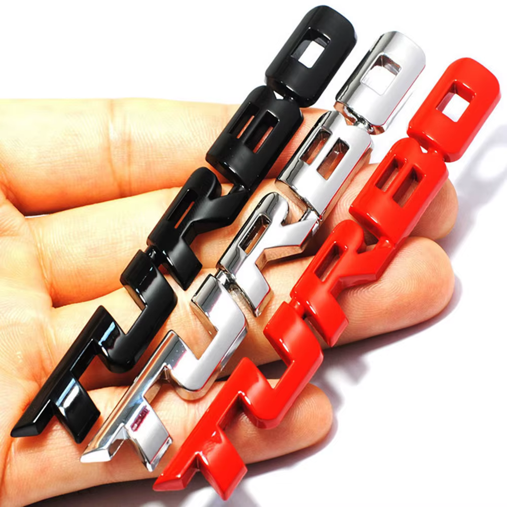 9.7*1.1 cm style de voiture voiture Turbo Boost chargement stimulant 3D métal Chrome alliage de Zinc 3D emblème Badge autocollant autocollant Auto accessoire