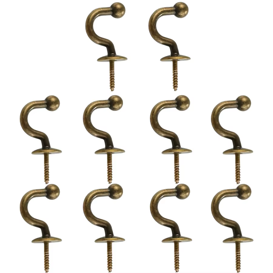 10 crochets de rideau décoratifs en métal couleur bronze antique, crochets de suspension de rideau muraux, accessoires de rideau