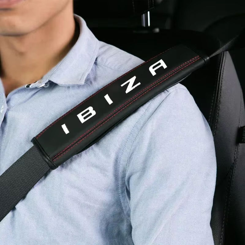 Pour Seat ibiza 2010 2016 2019 2020 1pc peau de vache voiture intérieur ceinture de sécurité protecteur couverture pour Seat ibizacar Auto accessoires
