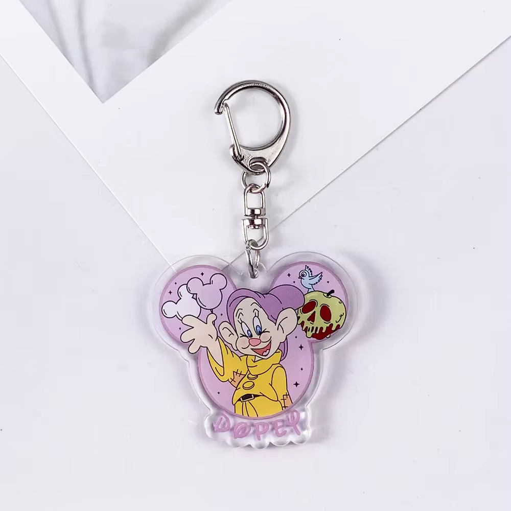 Porte-clés en acrylique Disney Blanche-Neige et les Sept Nains, accessoires mignons pour sac, pendentif pour sac à dos, cadeaux pour amis, 1/8 pièces