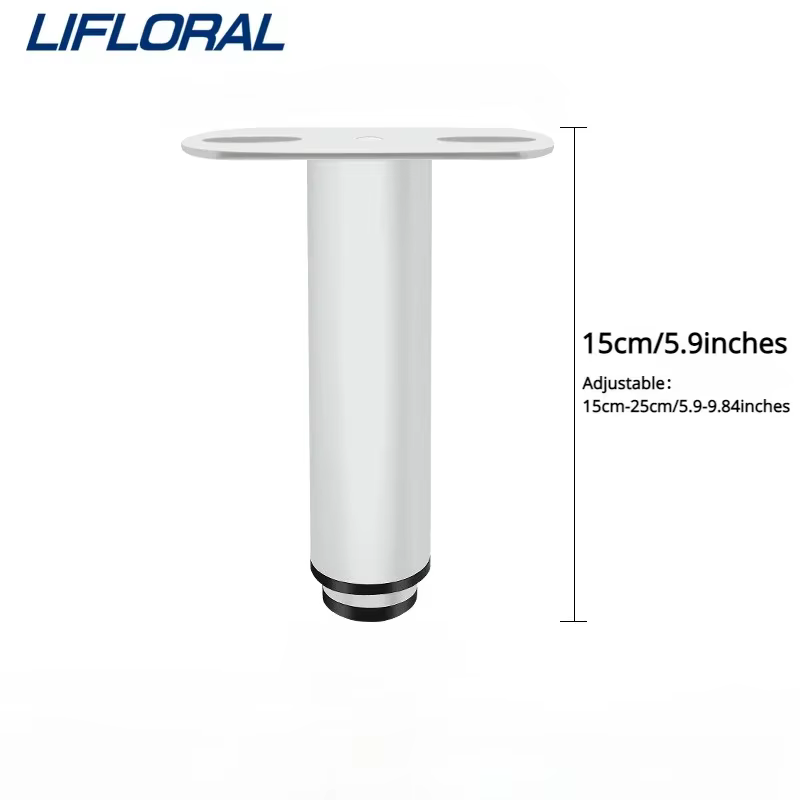 4 pièces Pieds de support télescopiques réglables 15-25 cm pour renforcement de sommier, support de cadre de lit, pieds de meuble en métal