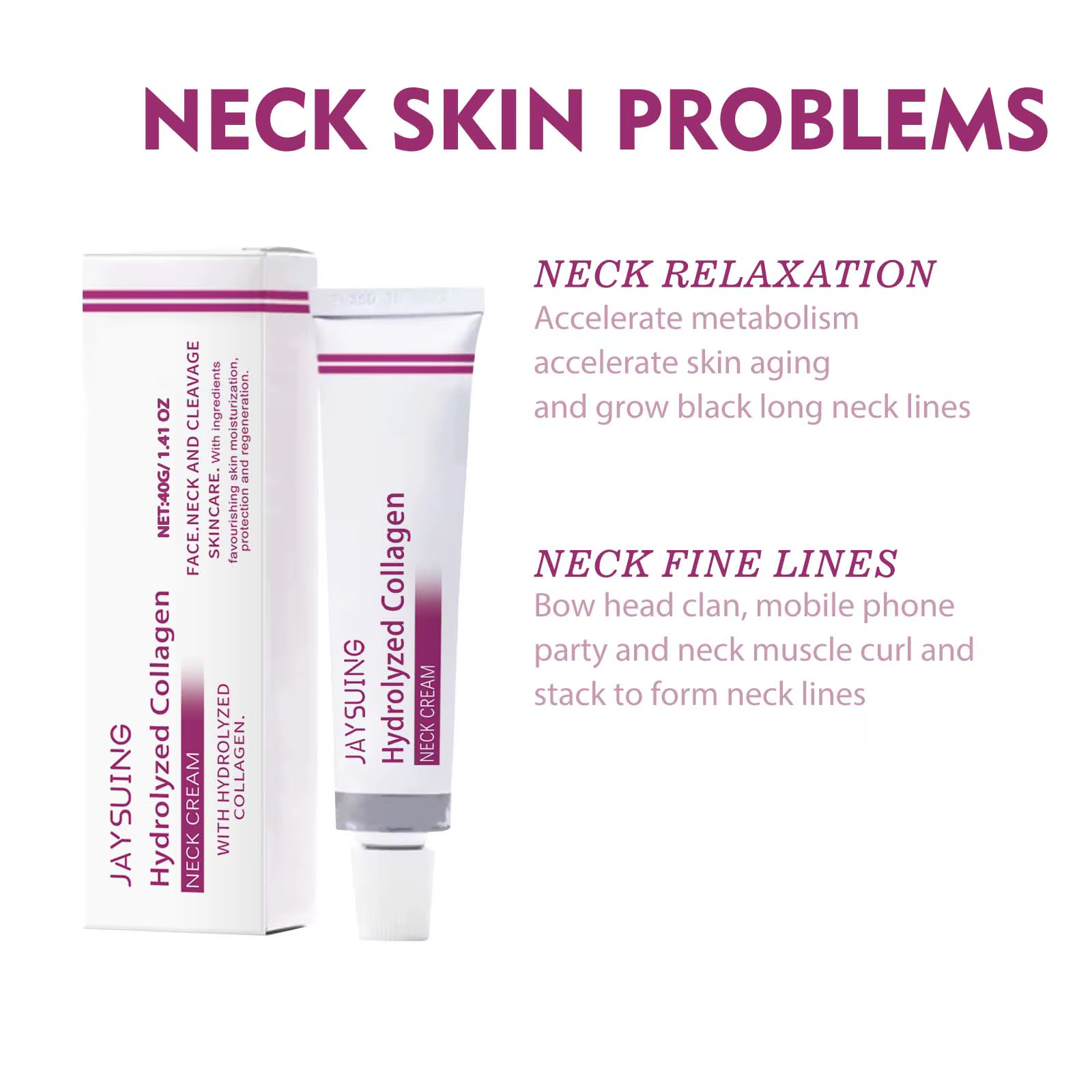 Crème pour le cou au collagène hydrolysé, élimine les ridules du cou, raffermissant, Lifting du cou, élimine le Double menton, crème de rajeunissement, soins de la peau
