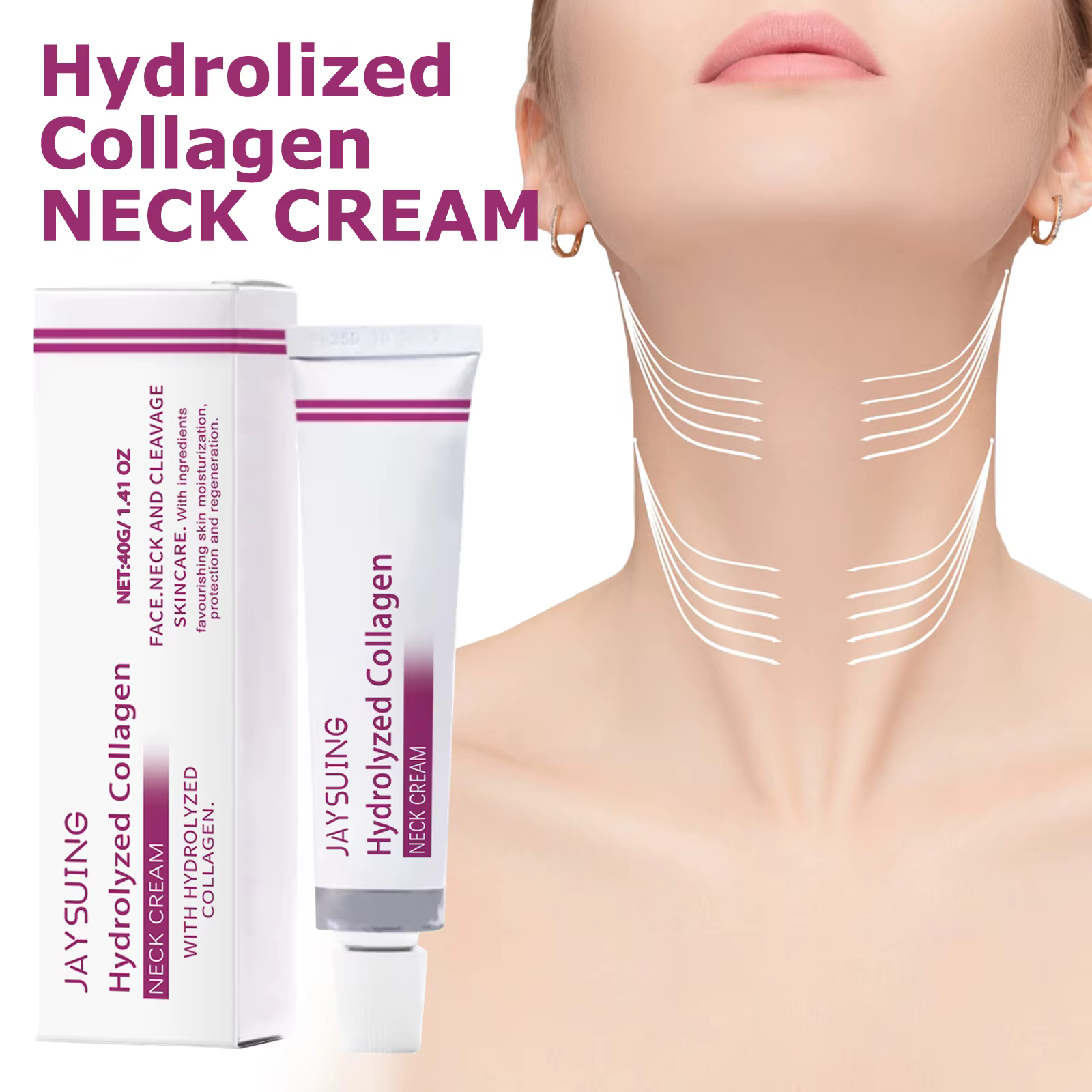 Crème pour le cou au collagène hydrolysé, élimine les ridules du cou, raffermissant, Lifting du cou, élimine le Double menton, crème de rajeunissement, soins de la peau