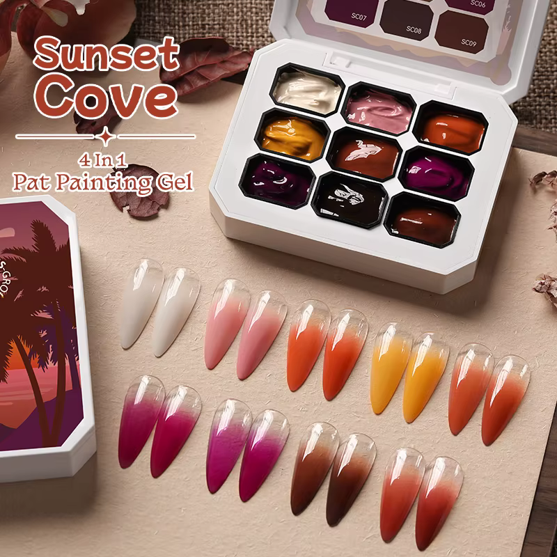 UR SUGAR 9 couleurs dégradé peinture Gel Nail Art dégradé couleur bricolage Design Gel 4 en 1 utilisé pour dégradé ongles estampage motif
