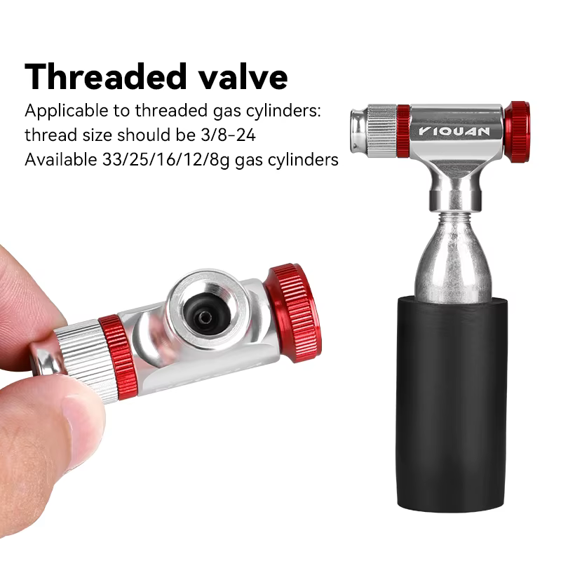 CO2 vélo pneu gonfleur CO2 pompes gonfleur tête en alliage d'aluminium vélo pneu pompe outil Mini vélo CO2 pompe vélo accessoires
