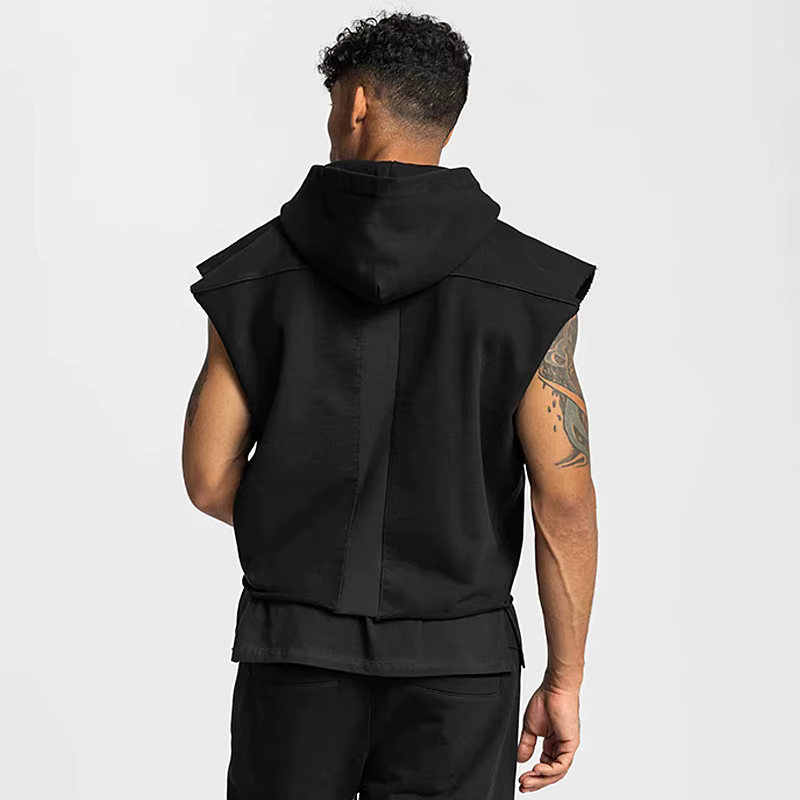 Hommes marque gymnases vêtements musculation à capuche débardeur coton sans manches gilet sweat Fitness