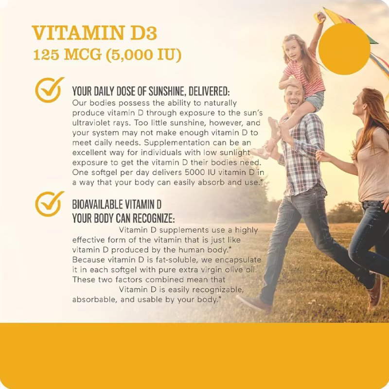 Capsules molles de vitamine D3 à absorption élevée
