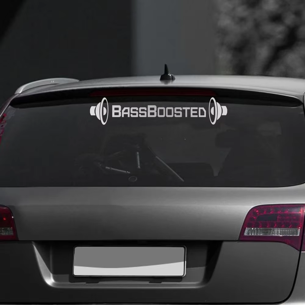 Autocollant de voiture amusant BassBoosted Bass Boosted, autocollant en vinyle créatif, décoration de carrosserie de moto et de voiture en PVC, accessoires