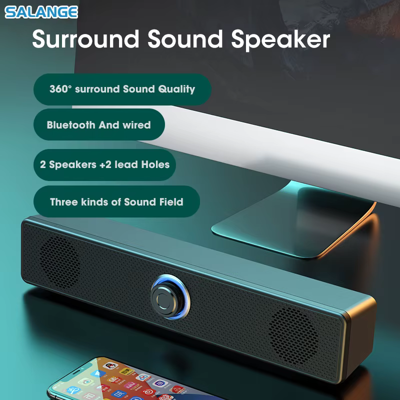 Barre de son pour PC, haut-parleur Bluetooth filaire/sans fil, barre de son alimentée par USB 4D pour TV, ordinateur portable, jeu, système Audio Surround pour Home cinéma
