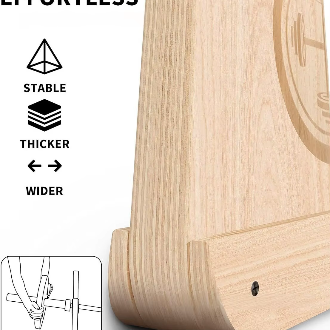 Cric d'haltères en bois pour barre d'entraînement au poids