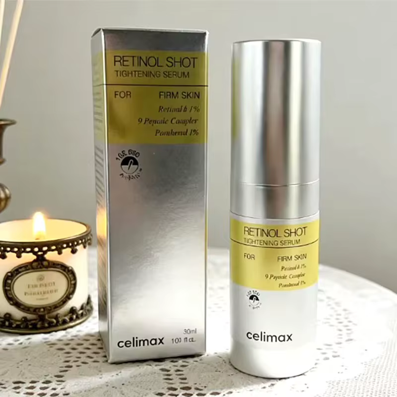 Celimax Corée : Coffret Crème Contour des Yeux Raffermissante au Rétinol Shot Booster 15ml+30ml et Sérum Hydratant Réparateur Pores et Cernes Soin de la Peau