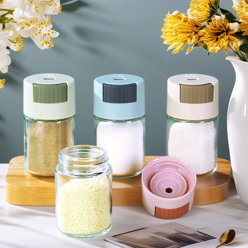 Bouteille d'assaisonnement quantitatif, bouteille de sel contrôlée, bouteille d'assaisonnement de sel de glutamate monosodique mesurant de type presse