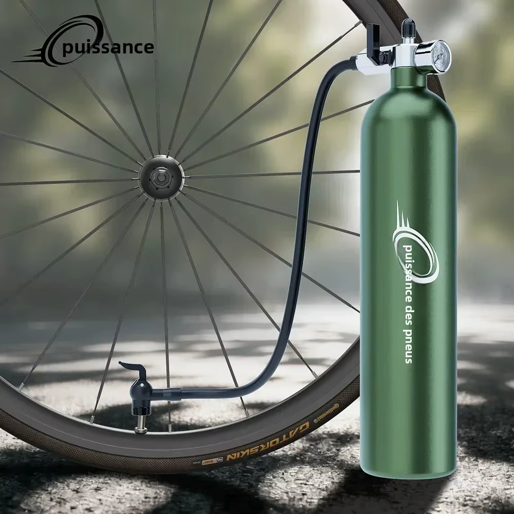 Bouteille d'air en aluminium 1,3 L 200 PSI pour gonflage de pneus, avec valve, cylindre de gaz et manomètre transparent pour vélo et tubeless