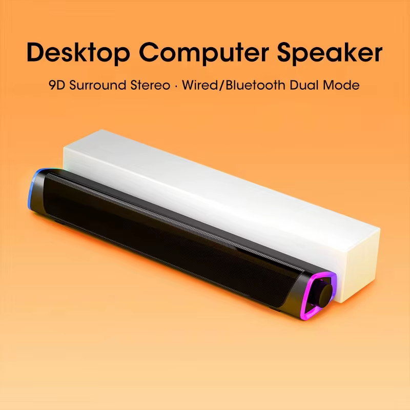 Barre de haut-parleur d'ordinateur Bluetooth sans fil, avec son Surround 4D, caisson de basses pour MacBook et ordinateur portable, lecture de musique