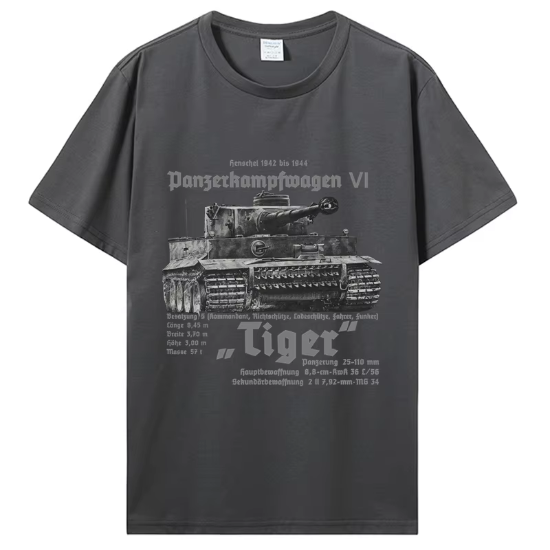 Troupes blindées allemandes tigre réservoir imprimé T-Shirt Royal Armory été coton à manches courtes hommes T-Shirt surdimensionné t-shirts streetwear